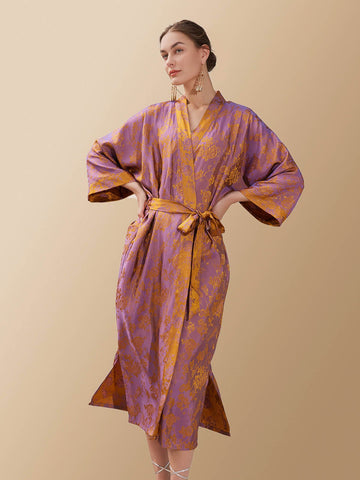 Oriental Jacquard Kimono Robe - ulivary