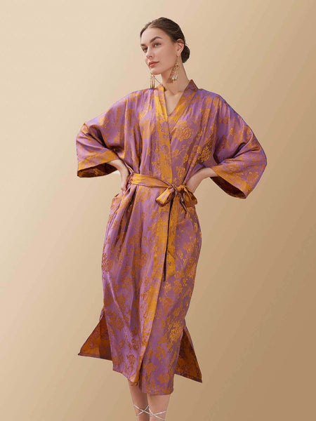 Purple Floral Kimono Robe | Best Bath Robes | Bride Dressing Gown - Ulivary Purple Floral Kimono Robe | Best Bath Robes | Bride Dressing Gown - Ulivary