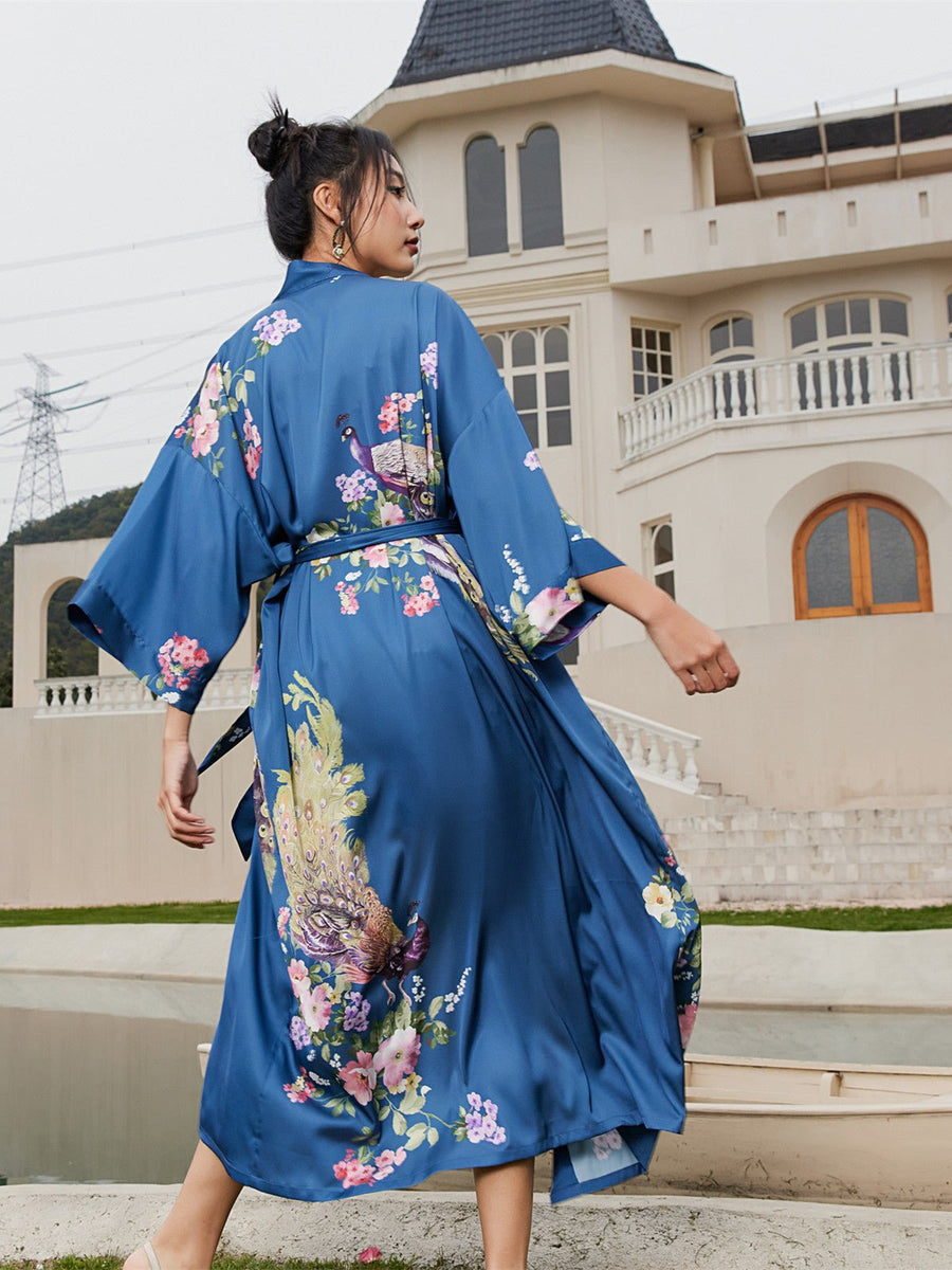 Peacock Blue Kimono Robe - ulivary
