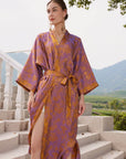 Reversible Floral Silk Kimono Robe - ulivary