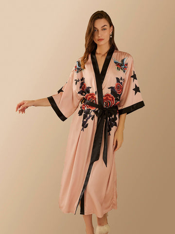 Rose Butterfly Kimono Robe - ulivary