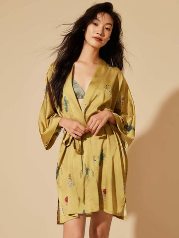 Charcoal Silky Satin Kimono Robe | Robemart Wholesale Prices