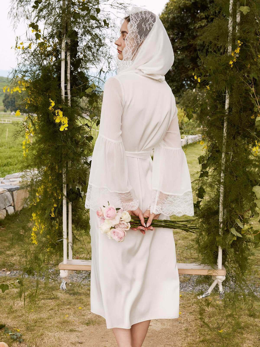 Silk Bridal Hooded Robe - ulivary