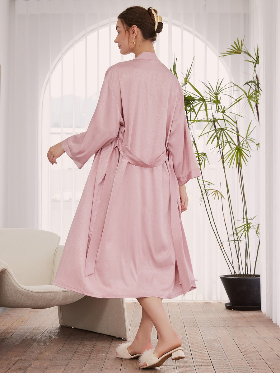 Silk Bridal Robe & Slip Dress Set Pink - ulivary