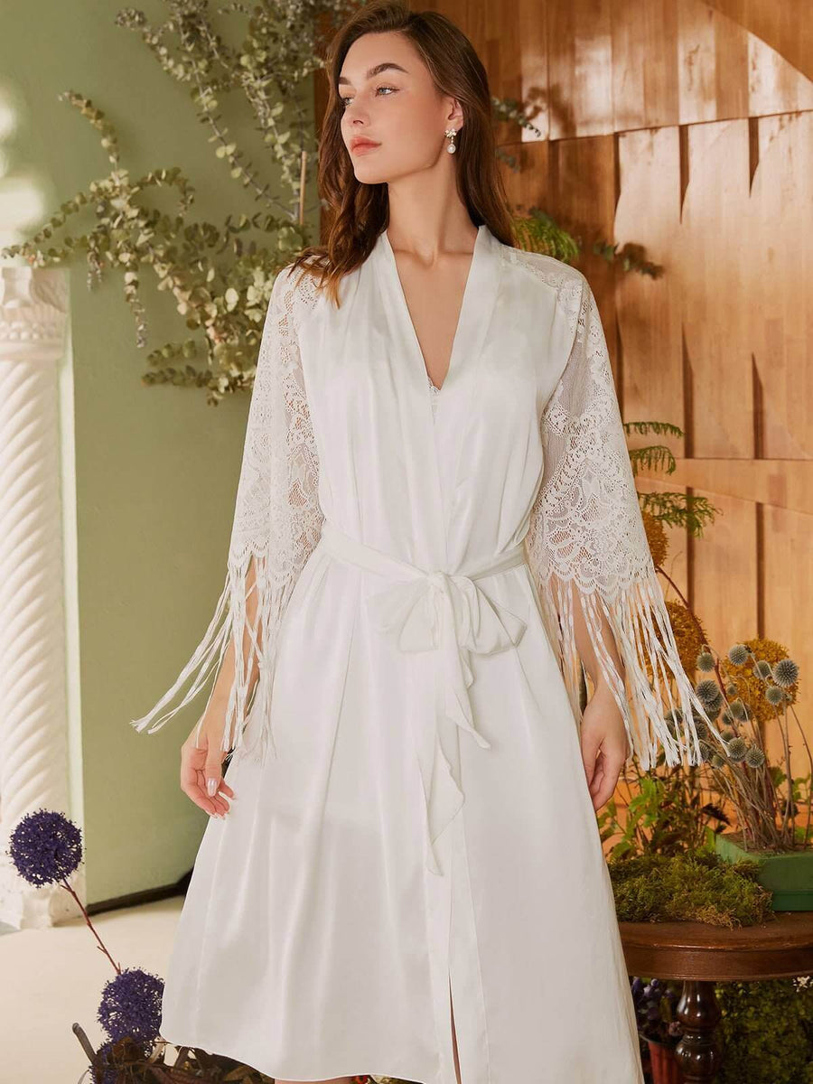Silk Bridal Tassle Robe - ulivary