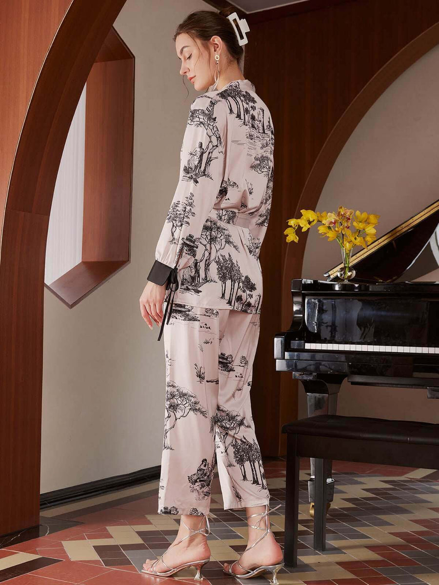 Traditional Silk Pajama Set 3 Pcs - ulivary