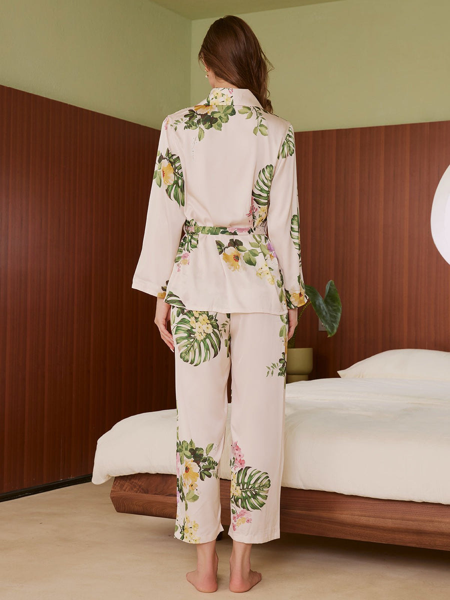 Tropical Silk Pajama Set 2 Pcs - ulivary