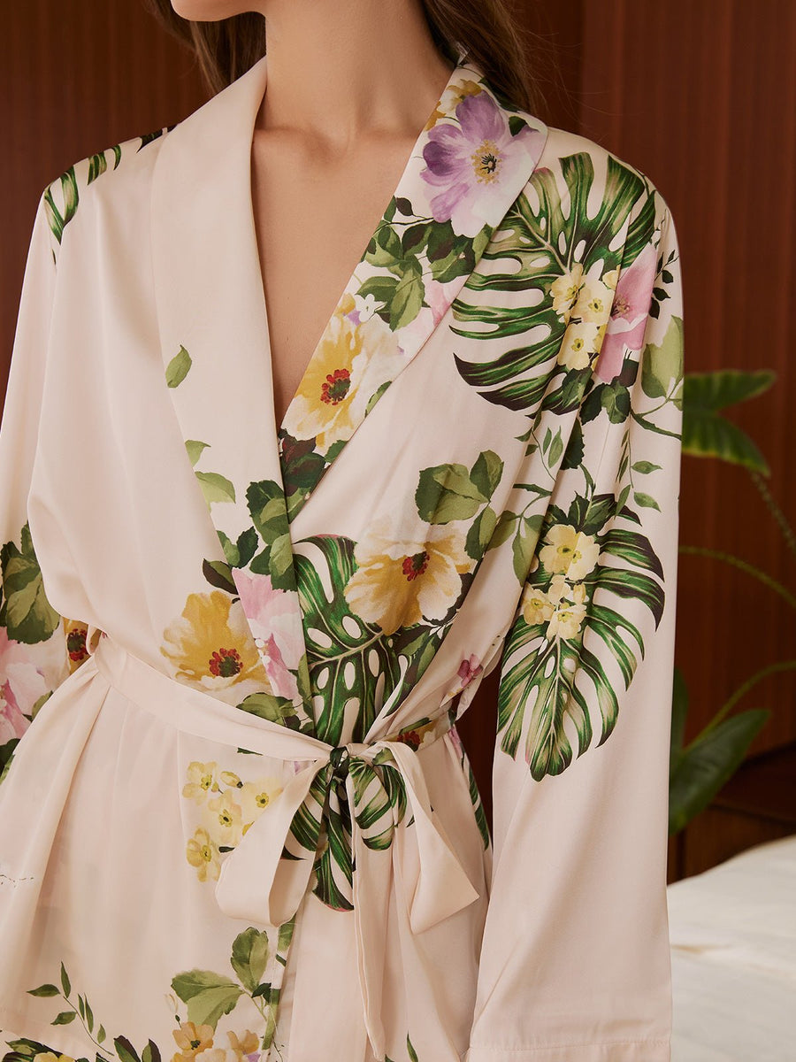 Tropical Silk Pajama Set 2 Pcs - ulivary