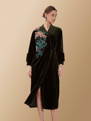 Velvet Embroidered Robe - ulivary