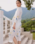 White Botan Silk Kimono Robe - ulivary