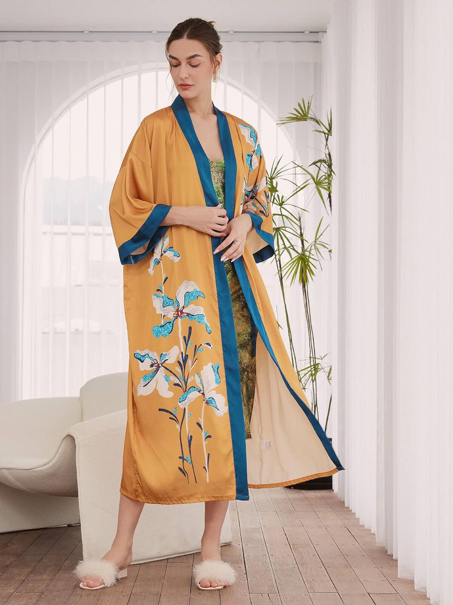 Wildflower Silk Kimono Robe - ulivary
