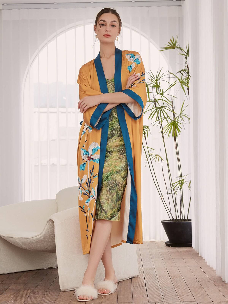 Wildflower Silk Kimono Robe - ulivary